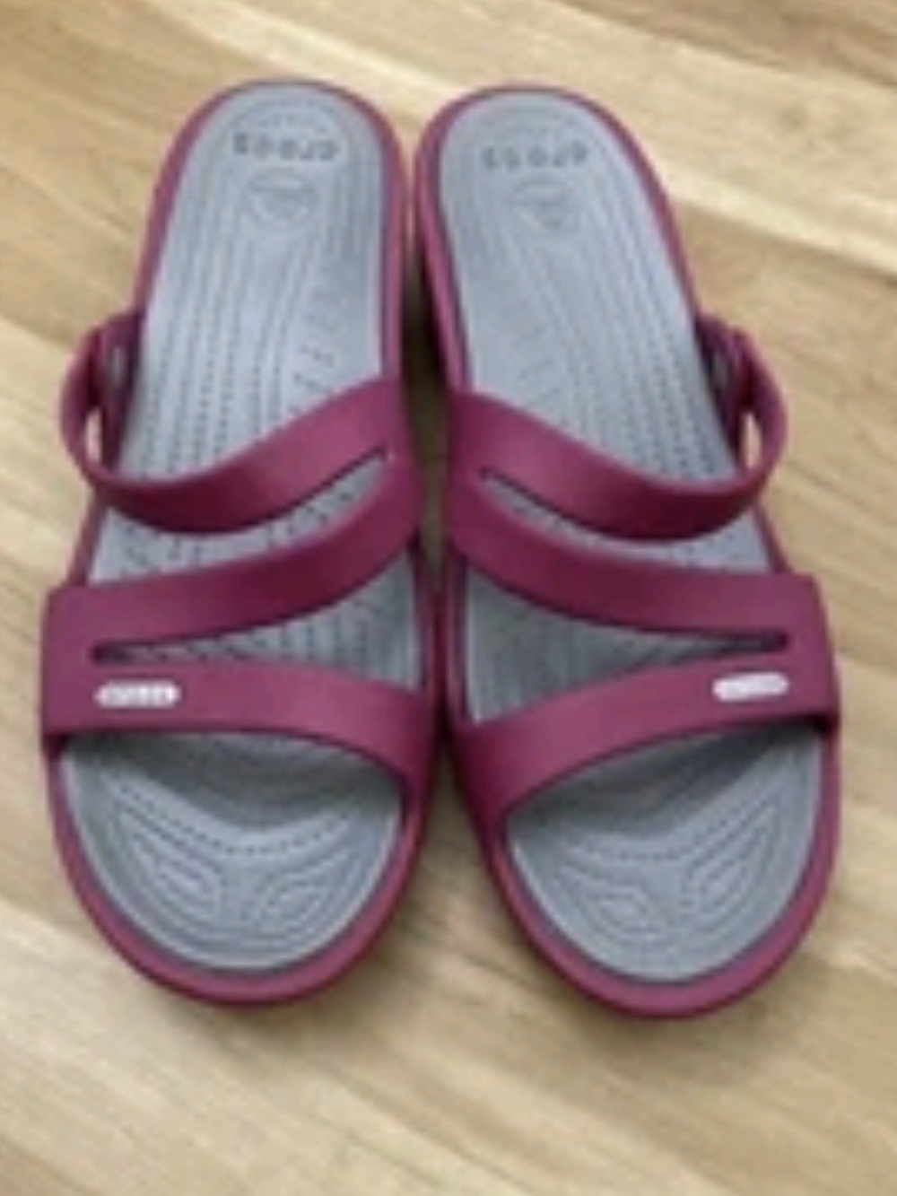 Wedge Crocs Women's 11 Rasberry Dual-Strap Slide Sandals